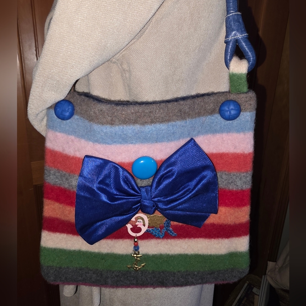 Upcycled Vintage Wool Sweater Embelished Purse